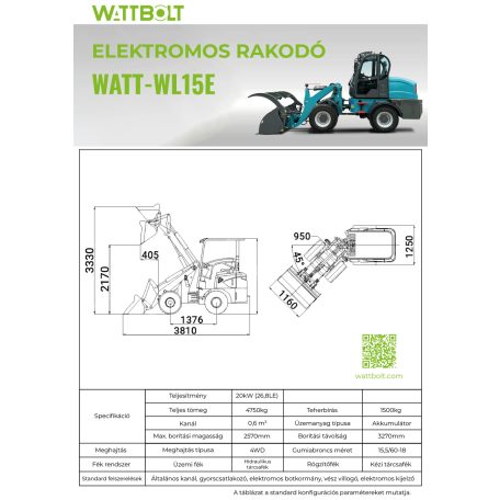 WATT-WL15E elektromos rakodó