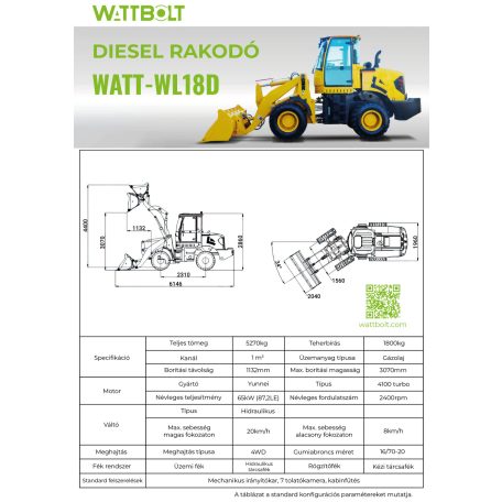 WATT-WL18D diesel rakodó