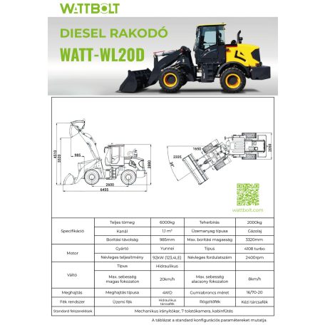 WATT-WL20D diesel rakodó